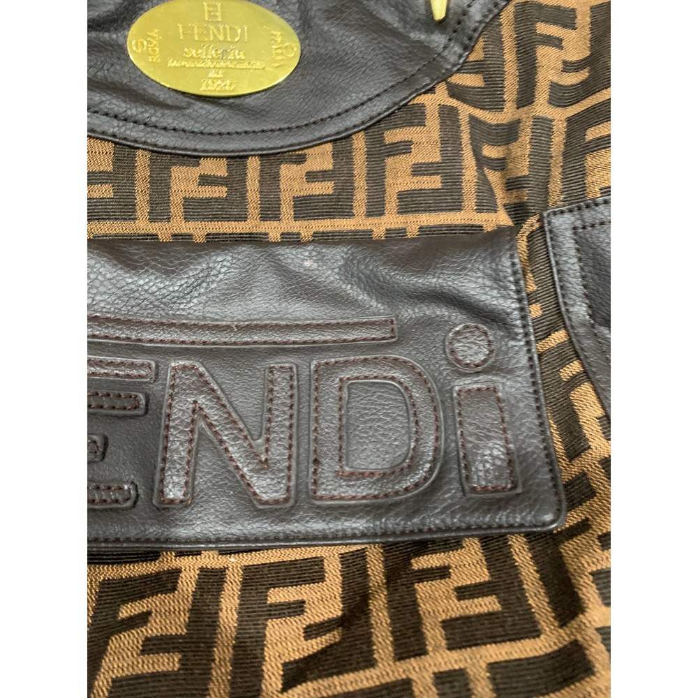 FENDI Selleria 1925 Bag Nylon Brown with Chain Made in Italy - Picture 5 of 16